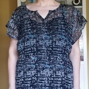 DKNY Sheer Dress w/Ruffled hem
